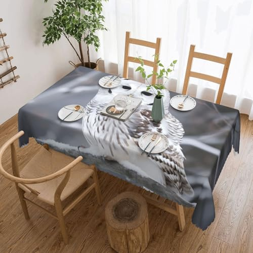 STVYUKL Tischdecke mit Eulen-Motiv, schmutz- und knitterfrei, waschbar, rechteckig, für Esszimmer, Küche, Picknick, Terrasse, Party, Dekoration, 137 x 183 cm