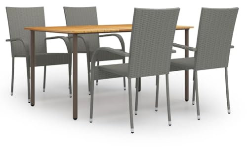 LXYZWRW Furniture Select-5-teiliges Garten-Essgruppe Polyrattan grau