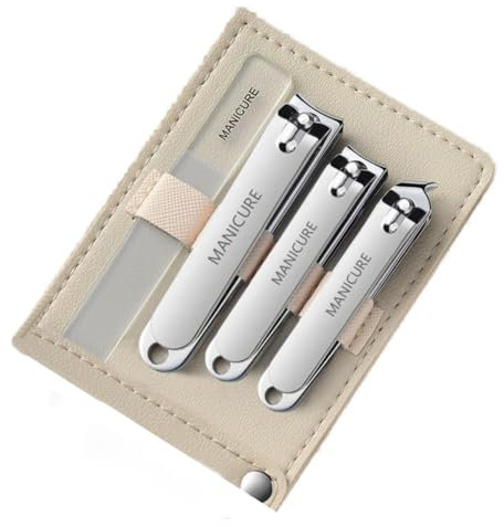 Manicure Pedicure Set Nail Clippers Kit 4 Pcs Stainless Steel Hygiene Kit Portable Nail Trimming Set and Grooming Tools with Fine Leather Case