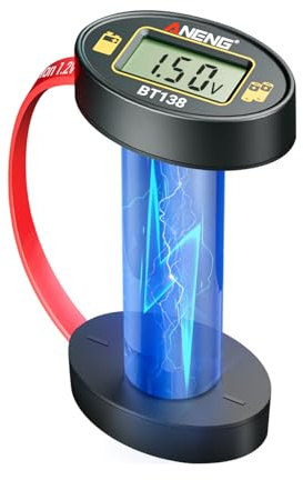 ANENG Batterietester BT138 für AAA, AA, C, D, 9V, F, 6F22 und Knopfzellen | Spannungsprüfer mit LCD-Anzeige für 1,5-V-, 3-V- und 9-V-Batterien; kompakt für Zuhause und unterwegs