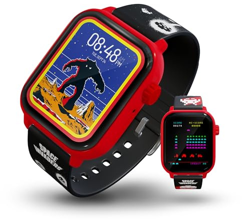 Space Invaders My Play Watch – Retro-Gaming-Smartwatch mit selektiver Technologie, rot, Nicht verbunden, integriertes Space-Invaders-Spiel, Fitness-Tracker, benutzerdefinierte Zifferblätter