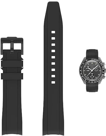 Ylfcly Silikon Armband für Omega x Swatch MoonSwatch/Rolex Uhr,Gebogenes Weiches Silikon Gummi Armband Omega x Swatch MoonSwatch Speedmaster Ersatzband Uhrenarmbänder Kautschuk 20mm 22mm