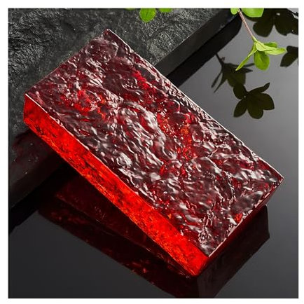 ZNQNDSR Architektonische Glasbausteine, Rechteckig, Transparente Kristallbausteine ​​für Die Moderne Büro- Und Wohnungsrenovierung(Red)