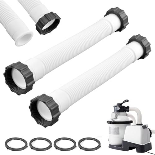 Taicols Lot de 2 tuyaux de piscine universels de 40 cm de diamètre - Pour pompe de piscine hors-sol - Avec écrous - Tuyau de 3,8 cm de diamètre - Pour piscines hors-sol, pompes de filtration