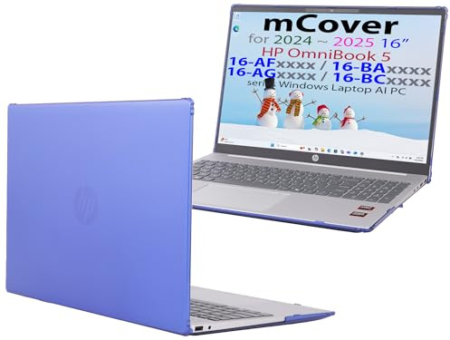 mCover Étui uniquement compatible avec HP OmniBook 5 16-AF / 16-AG / 16-BAxxxx / 16-BCxxxx et Pavilion 16-AF / 16-AG0000 Series Windows AI Notebook PC (ne convient pas aux autres modèles HP) - Bleu