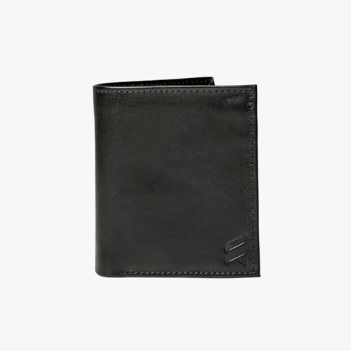 Belgin London Genuine Leather Wallet for Men, RFID Protection, 6 Compartments, 5 Card Slots, Classic Style, Black (Black)
