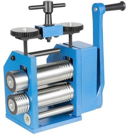 Loobiiny Manueller Schmuckwalzwerk,Handwalzwerk Pressmaschine,0.03-6.5mm Dickenbereich,Werkzeug FüR Gold Silber,Walzwerkmaschine Tablettierung