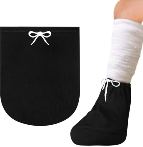 AEIXYA 1 Pezzi Copri Gesso Gamba, 37 * 25Cm Copri Calzino Per Gesso Per Piede,Lavabile Copri Dita Per Gesso Con Coulisse Regolabile Calzini,Gambe Gesso Per Piedi E Dita In Caso Di Lesioni (Nero)