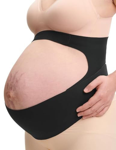 momcozy Ceinture de Grossesse Ergonomique CozySupport, Ceinture Grossesse Femme Enceinte en Tissu Respirant, Soutien du ventre, du dos et des lombaires, Discrète