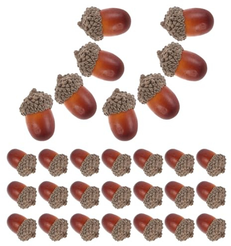 Angoily Simulierte Eicheln Künstliche Früchte Künstliches Obst | 40 Stück, Kaffeefarbene Eicheln aus Kunststoff und Schaumstoff, Leicht zu Arrangieren, Langlebig