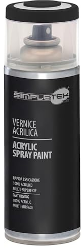 SIMPLETEK - Bomboletta Vernice Spray Acrilico Nero Grafite RAL 9011 Colore Brillante Universale Multimateriale Interni Esterni 400ml (1 pezzo)