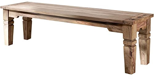 MASSIVMOEBEL24.DE Kolonialstil Massivmöbel Sheesham grau Bank 140x40 Palisander geölt massiv Holz LEEDS #54
