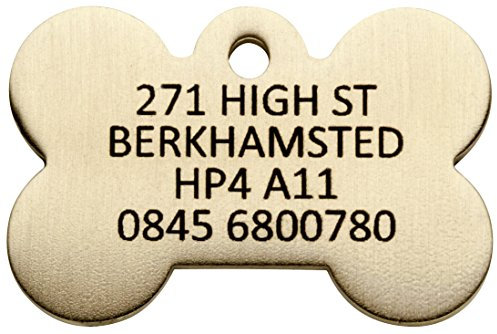 BWM Solid Brass Pet ID Tag – Personalized & Laser Engraved Dog Tag for Pets – Durable Cat & Dog Name Tag with Strong Split Ring – Bone,Large