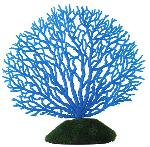 Fdit Künstliche Ornament Streifen Korallen Pflanze Ornament Glowing Effect Silikon Künstliche Dekoration für Aquarium Aquarium Landschaft(blau)
