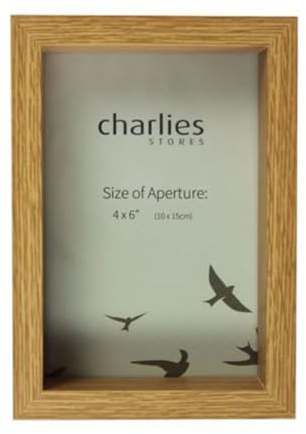 Charlies Medium Oak Effect Box Photo Frame 4 x 6