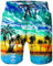 Loveternal Hawaii Badehose für Herren 3D Duck Badehose Palmen Herren Kurze Schnelltrocknend Surf Shorts Blau L