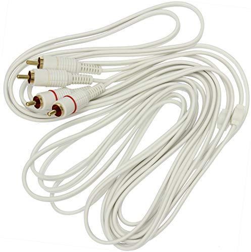 1STec 5m Screened Stereo Audio Lead with 4 Gold Plated Red + White Phono Plugs to 2 Male RCA Connectors & Individually Screened 99% OFC Cable for Satellite TV-HiFi Amplifier Amp (5 Metre Long)