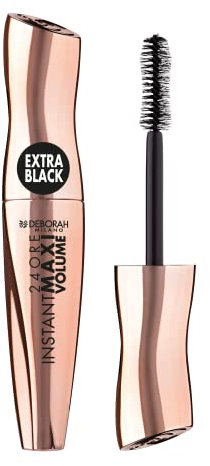 Deborah Milano - Mascara 24 Ore Instant Maxi Volume Extra Black, Effetto Volumizzante e Allungante a Lunga Durata, Dona Ciglia Idratate e Incurvate, 12 ml