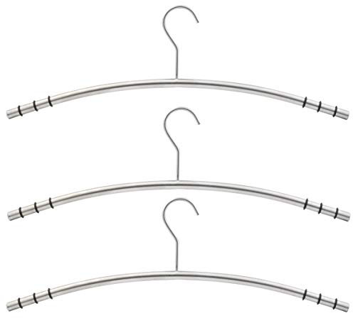 axentia Kleiderbügel-Set, Edelstahl, Silber/Schwarz, ca. 47 x 15,5 x 1,2 cm