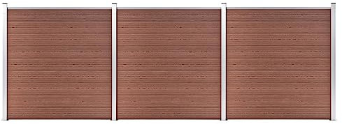 vidaXL Gartenzaun WPC Sichtschutzzaun Lamellenzaun Windschutz Sichtschutz Zaun Steckzaun Systemzaun Garten 526x186cm Braun Aluminiumstange