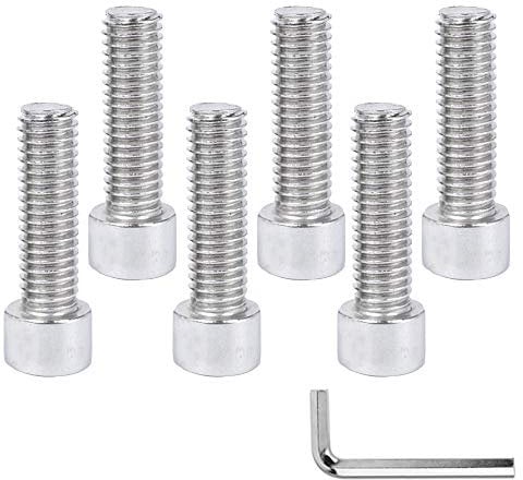 DAZISEN 7Pcs Bicycle Fixing Screw Parts - M5 Road Mountain Bike Handlebar Stem Bottle Cage Bolts Socket Cap Screw Stainless Steel, Silver, (M5x18)*6+Screw Wrench*1