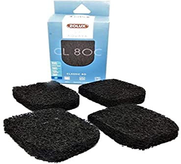 Zolux - Filtre pour Pompe Classic 80, Filtre CO 80 C Mousse Charbon x 4. pour Aquarium
