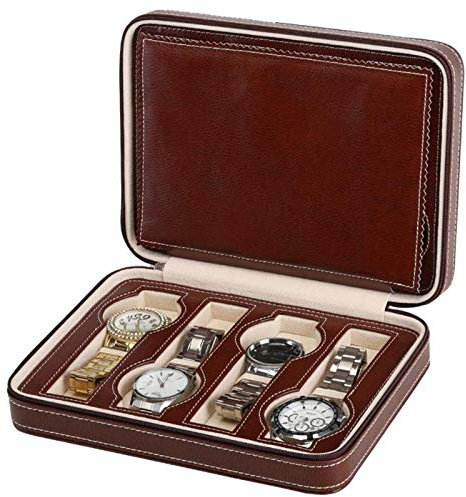 MR Maestro Relojero - Custodia con Zip per 8 Orologi in Eco Pelle | Astuccio Porta Orologi da Viaggio | Porta Orologi Uomo