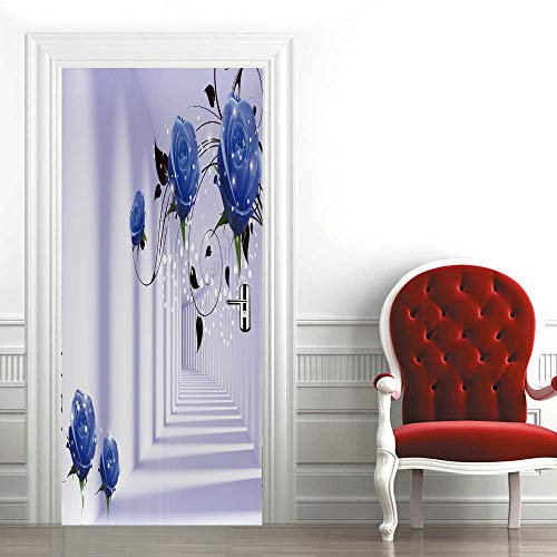 LuSeven stickers paroi de douche Art créatif rose 95x215cm(37.4 inches * 84.64 inches) Autocollants de porte pour salle de bain portes intérieures étanche auto-adhésif 3D bébé garçons enfants filles e