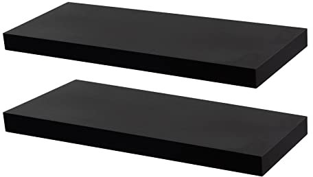 Harbour Housewares Modern Floating Wall Shelves - 60cm - Black - Pack of 2 - Photo Gallery Bookshelf Wall Shelf for Living Room Display, Bedroom, Office Storage