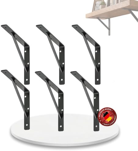 siwitec Regalhalterung Stegkonsole 150kg Traglast schwarz 500x330x30mm 6er | abgerundete Ecken für saubere Kantenabschlüsse, ideal für Wohnbereich, Keller, Werkstatt oder Garage