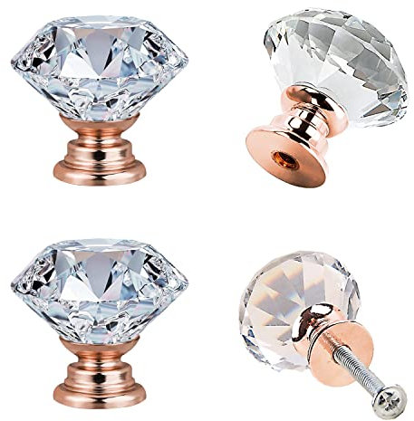 GKONGU Pomos de Cristal Tiradores de Cristal 10 Piezas,Pomos de Puerta Metal Pomos para Armario 30mm,Ideal para Cajón, Armario, Tocador,Mesitas de noche
