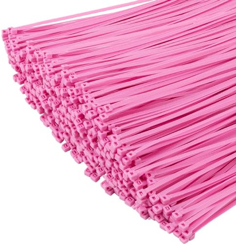 XINGO Confezione da 1000 Rosa Fascette plastica di Qualità per Uso Industriale, 300 mm x 4,8mm, Fascette in Plastica Regolabili Multiuso per Uso Interno ed Esterno
