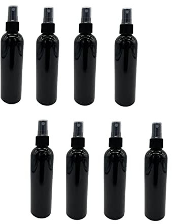 Natural Farms 4 oz Black Cosmo Plastic Spray Bottles -8 Pack Empty Spray Bottle Refillable - BPA Free - Essential Oils - Aromatherapy | Fine Mist Sprayers with Dust Caps - Made in the USA