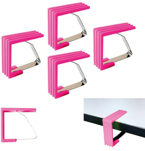 4 Stück Tischdecke Clips aus Stahl, Feder Tischtuchhalter, Outdoor Picknick Party Haken Tischtuchhalter Klemmen für Tische im Freien, Garten für den Außenbereich, wasserdicht (FUCSIA)