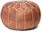 See the Good Echtleder Pouf - Handgefertigt - gefüllt geliefert - Ottoman Sitzsack Fußhocker Puff (Cognac Braun)