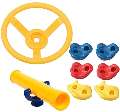 Zubehör Set für Spielturm Lenkrad Fernrohr Klettersteine Kletterturm Spielset Spielplatz Gartenschaukel
