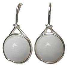 Ohrringe NOBLE Edelstein Jade weiß (Silber)