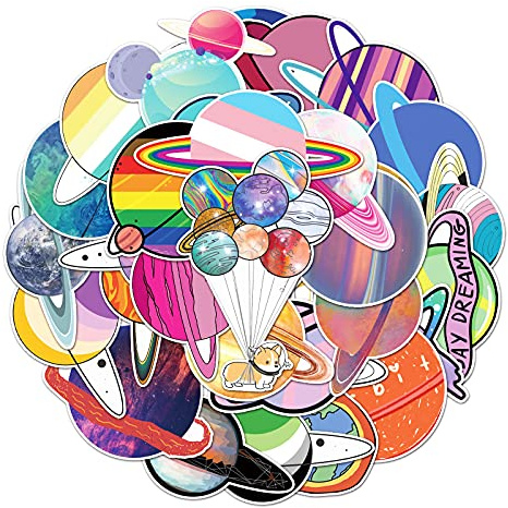 Galaxy Stickers for Laptop(50 PCS),Gift for Children Teens Adults Girl Boys,Waterproof Stickers for Water Bottle,Planet Earth Vinyl Stickers for Scrapbook,Skateboard,Bike,Phone,Dairy