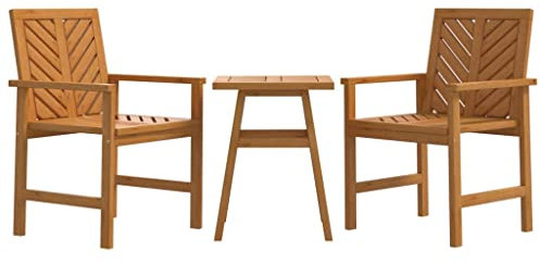 vidaXL Garten Lounge Set 3-TLG., Gartenmöbel Set Sitzgruppe für Garten Terrasse, Gartenstuhl Beistelltisch Chevron-Design, Massivholz Akazie