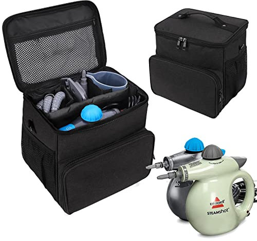 Storage bag Compatible with Bissell SteamShot Hard Surface Steam Cleaner 39N7V/39N7A,Adjustable Compartments Steam Cleaner Storage Bag,Carrying Case with Extra Pockets for Accessories(Bag Only!)