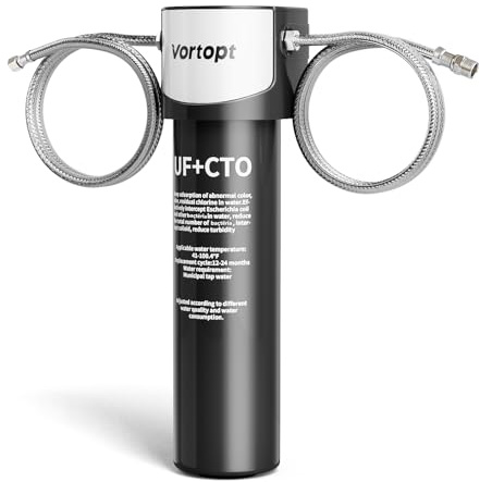 Vortopt Under Sink Water Filter System Quick Connect, Water Filtration System Reduces Lead, Chlorine, Bad Taste & Odor, Ultra Filtration & Carbon Fiber