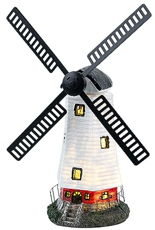 etc-shop Außenleuchte Solarlampe Windmühle Gartenlampe Außen Dekoration Akku Wetterfest IP44, mehrfarbig, LED warmweiß, LxBxH 19x42x51cm