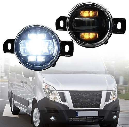 NSLUMO LED-Nebelscheinwerfer DRL Tagfahrlicht für Opel Movano B Re.nault Master III Nis.san NV400 2010-2019 Frontstoßstange Nebelscheinwerfer Reflektoren Blinker DLR-Lauflicht 2 Stück