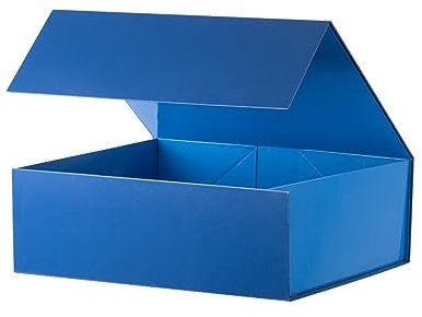 MUMUPACK Blaue Geschenkboxen mit Deckel, 40,6 x 33 x 13 cm, Geburtstagsgeschenkboxen mit magnetischem Deckel, extra große Geschenkboxen für Hut, Hemd