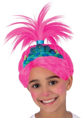 Smiffys Trolls Band Together Poppy Perücke, Mädchen, Pink & Blau, Einheitsgröße 81052
