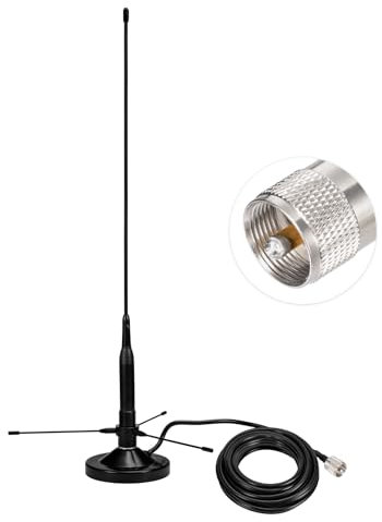 Bingfu Antena de Radioaficionado Doble Banda VHF UHF 136-174MHz 400-460MHz PL259 Macho Antena de Radio Amateur con Kit de Plano de Tierra Base Magnética para Radioaficionado Móvil Radio Bidireccional