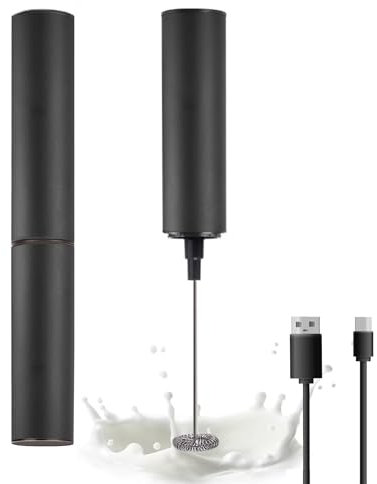 Mousseur à lait rechargeable portable, mousseur à café puissant avec machine à mousse de lait USB pour café latte, cappuccino, moka, macchiato, frappe