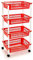 Acan Tradineur - Carrito verdulero Modelo PLFT de plástico con 4 Niveles y Ruedas, cestas apilables portaobjetos, Frutas, Verduras, Cocina, baño (Rojo - 85 x 40 x 30 cm)