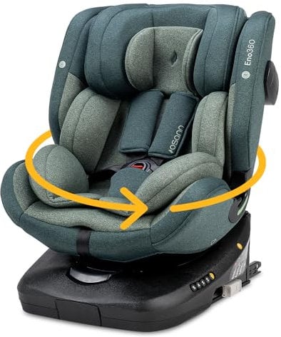 Osann Eno360 i-Size, drehbarer Kindersitz 40-150 cm, Reboarder mit Isofix, Baby Autositz – Universe Green