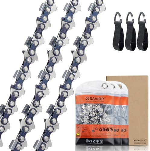 Savior Lot de 3 Chaînes de tronçonneuses 0.325 1,5 mm 64 maillons longueur de guide-chaîne 40 cm compatible avec Husqvarna, Dolmar